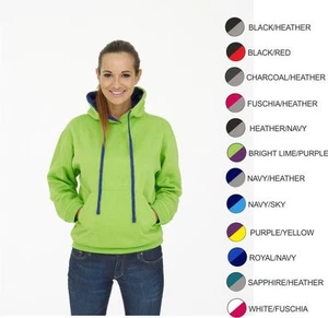 Contrast Workwear Hooded Top. FREE PERSONALISED EMBROIDERED LOGO OF YOUR CHOICE! - Picture 1 of 7