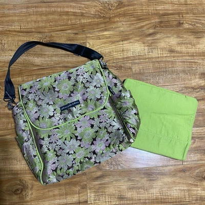 Petunia Pickle Bottom Daisy Green Purple Diaper Bag - Image 1 of 4