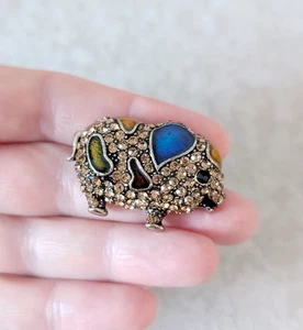 Rare Enamel And Rhinestone Pig Shaped Brooch 38mm - Picture 1 of 5