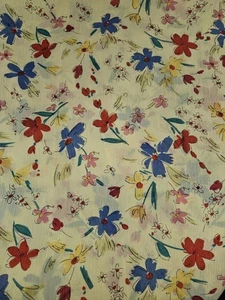 Vtg John Kaldor Vibrant Floral Semi Sheer Dress Skirt Fabric Drapeable 4 Yrds  - Picture 1 of 8