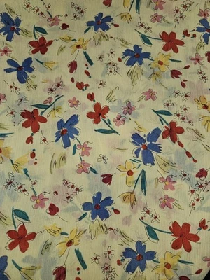 Vtg John Kaldor Vibrant Floral Semi Sheer Dress Skirt Fabric Drapeable 4 Yrds  - Image 1 of 4