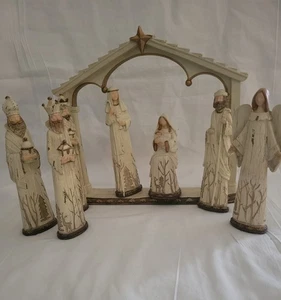 Belén con 7 figuras aspecto envejecido resina distribuido por Christion Bks - Imagen 1 de 19