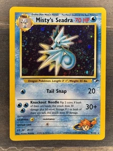 Prerelease Misty's Seadra 9/132 Gym Heroes SWIRL holo Vintage Pokemon Card - NM - Picture 1 of 7