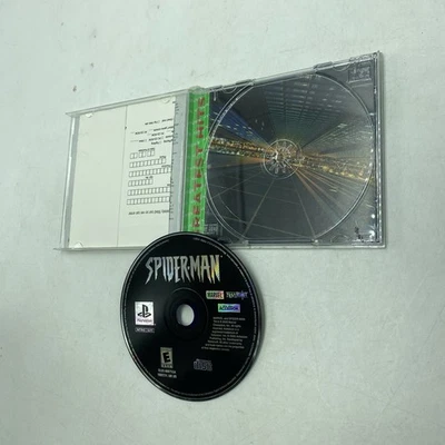 Neversoft Spiderman 1 PS1 Greatest Hits Manual Damage, Tested Works READ - Image 1 of 3