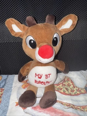Baby My 1st Rudolph Plush Toy Christmas Red Nose Reindeer Stuffed Animal 9” #251 - Image 1 of 4