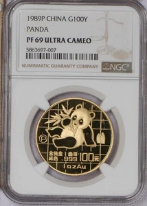 1989-P Gold Panda 1 oz. 100 Yuan NGC PF69 Ultra Cameo - Picture 1 of 2