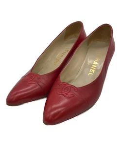 CHANEL Heeled Pumps Red Pupms Woman's 35.5 / 22.5cm - Picture 1 of 8