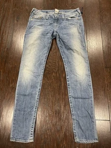 TRUE RELIGION donna paillettes tasca skinny denim leggero taglia 31 USA - Foto 1 di 7