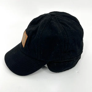 Carhartt Black Flex Ear Flap Cap Hat with Logo Fleece Lined Size Medium Large - Picture 1 of 8