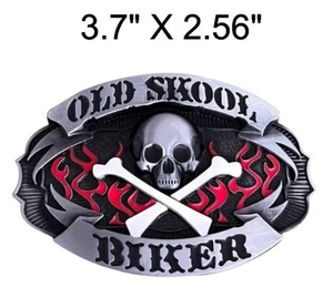 Gürtelschnalle mit Gravur "Old Skool Biker" - Bild 1 von 1