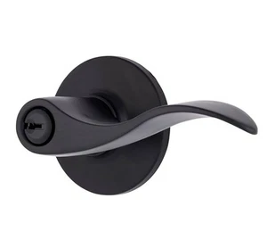 BRINKS Transitional Keyed Entry Wave Door Lever Matte Black Finish E2418-122 - Picture 1 of 6