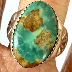 Navajo Türkis Herren Ring Royston Gr. 9,5 Annie Lincoln Sterling Handarbeit Band - Bild 1 von 10