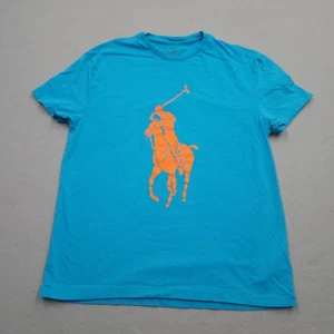 Polo Ralph Lauren Hemd Herren Medium Classic Fit Blau Orange Big Pony Grafik T-Shirt - Bild 1 von 8
