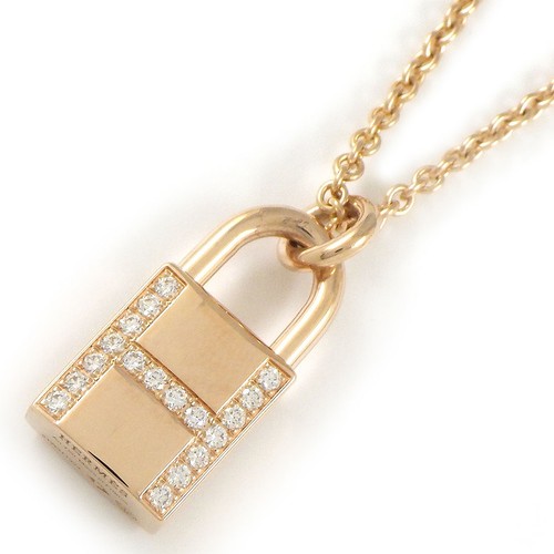 HERMÈS HERMES Collana Amuleto Kelly Cadena H121332B Lucchetto H Logo 18 Punti Diamante 750RG