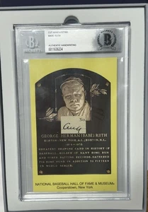 Babe Ruth "Aug" Cut Handwriting HOF Plaque Graded BAS Beckett BGS Authentic - Picture 1 of 9
