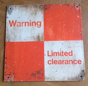 Vintage Metal Railway Sign Warning Limited Clearance Red & White - Picture 1 of 2