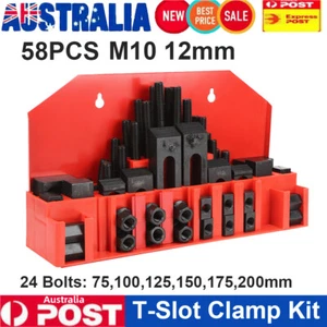 58x T-Slot Clamp Kit M10 12mm Stud Lathe Milling Machine Clamping Step Block Set - Picture 1 of 12