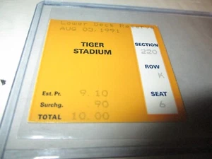 NY YANKEES At DETROIT TIGERS 8-3-1991 Ticket Stub Tiger Stadium Lou Whitaker HR - Picture 1 of 2