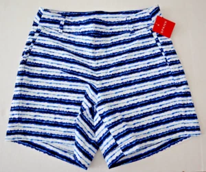 Spanx 50213R Women’s Sz Medium White/Blue Painted Stripes 6" Sunshine Shorts $72 - Picture 1 of 8