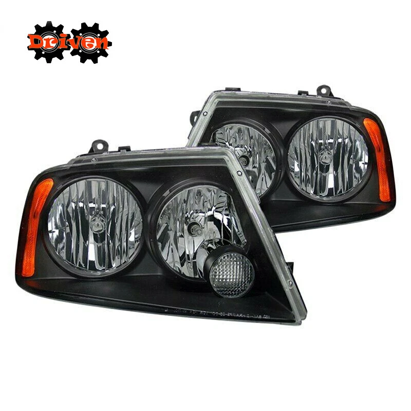 03-05 Lincon Navigator Black Housing Headlights Amber OE Style Lamp Pair - Image 1 of 1