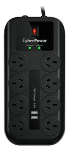 CyberPower 8 Way Outlet Surge Protector Power Board CPSURGE08USB USB Charging - Picture 1 of 6