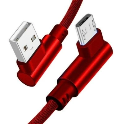 2 PACK 10FT Micro USB Cable 90 Degree RIght Angle Fast Charge Extra Long Charger - Image 1 of 4