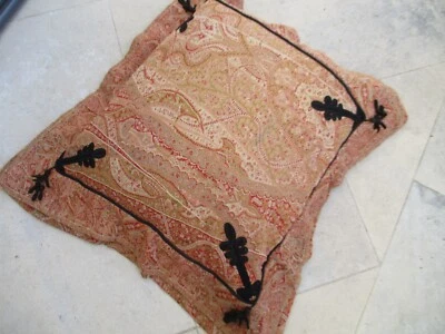 gros coussin fait avec un châle Cachemire ancien 1860 et 1976 - Photo 1/4