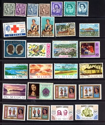 ST, LUCIA--Colección de 54 estampillas diferentes y 1 hoja de recuerdo Foto 1 de 3