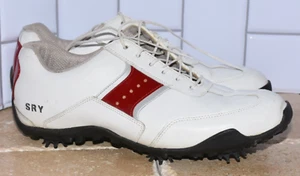 Foot Joy (LoPro) White & Red Leather Golf Soft Spike Loafer Shoes 9M - Picture 1 of 11