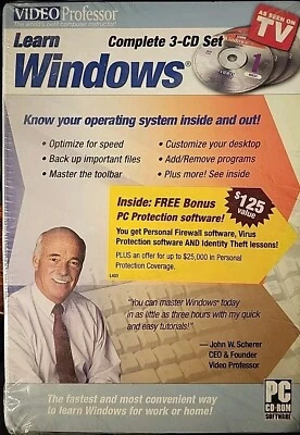 VIDEO PROFESSOR 3 PC CD-ROM SOFTWARE LEARN NEW SEALED Box A Little Scrunched - Image 1 of 2