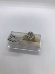 Women 10K Yellow Gold Diamond Ring. Size 7. Flower Floral Diamond Cluster. - Picture 1 of 8