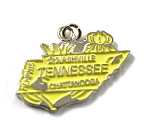 Tennessee State Charm Enamel | Silver Plate | Yellow | 1/2" | New Old Stock - Bild 1 von 2