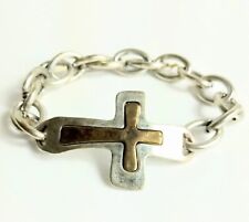 Stainless Steel Copper Cross Chain Link Bracelet
