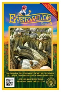 20 Cushaw grün gestreifte Kürbiskerne - Everwilde Farms Mylar Samen Paket - Bild 1 von 3