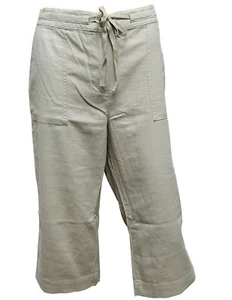 J D WILLIAMS 3/4 Trousers Ladies Linen Viscose Cropped Soft Sand Beige MRRP £18