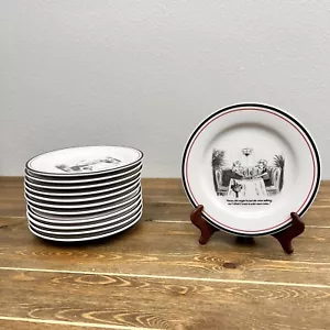 New Yorker Restoration Hardware Cartoon Wine & Cheese Salad Plates - 12 Plates - Picture 1 of 8
