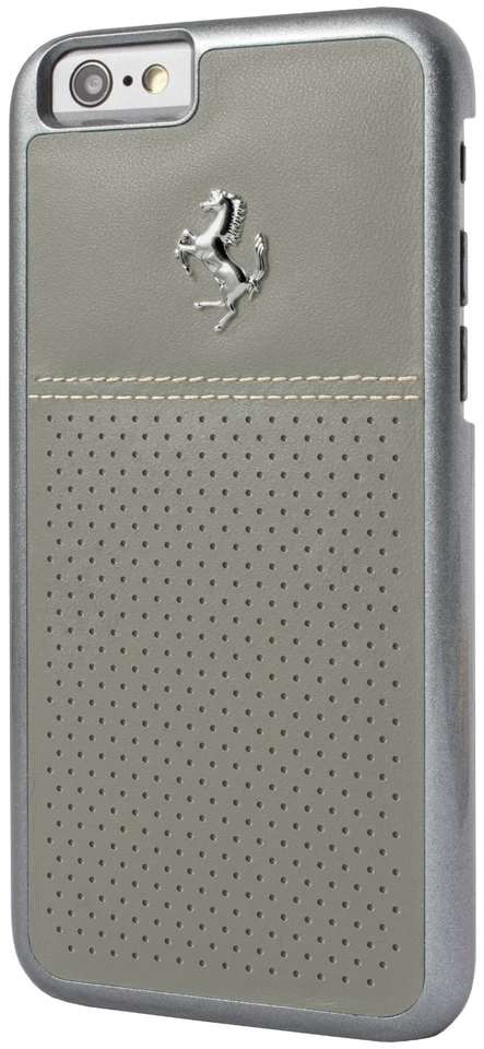 Funda rígida de cuero con puntada blanca Ferrari GT Berlinetta para Apple iPhone 6/6S - Gris Foto 1 de 1