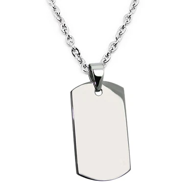 Collana con Piastrina Militare a Specchio rettangolo in Acciaio inox catena Uomo - Immagine 1 di 4