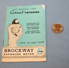 Brockway Exposure Meter Manual - Vintage 1957 Model S Seksonic Photography Guide