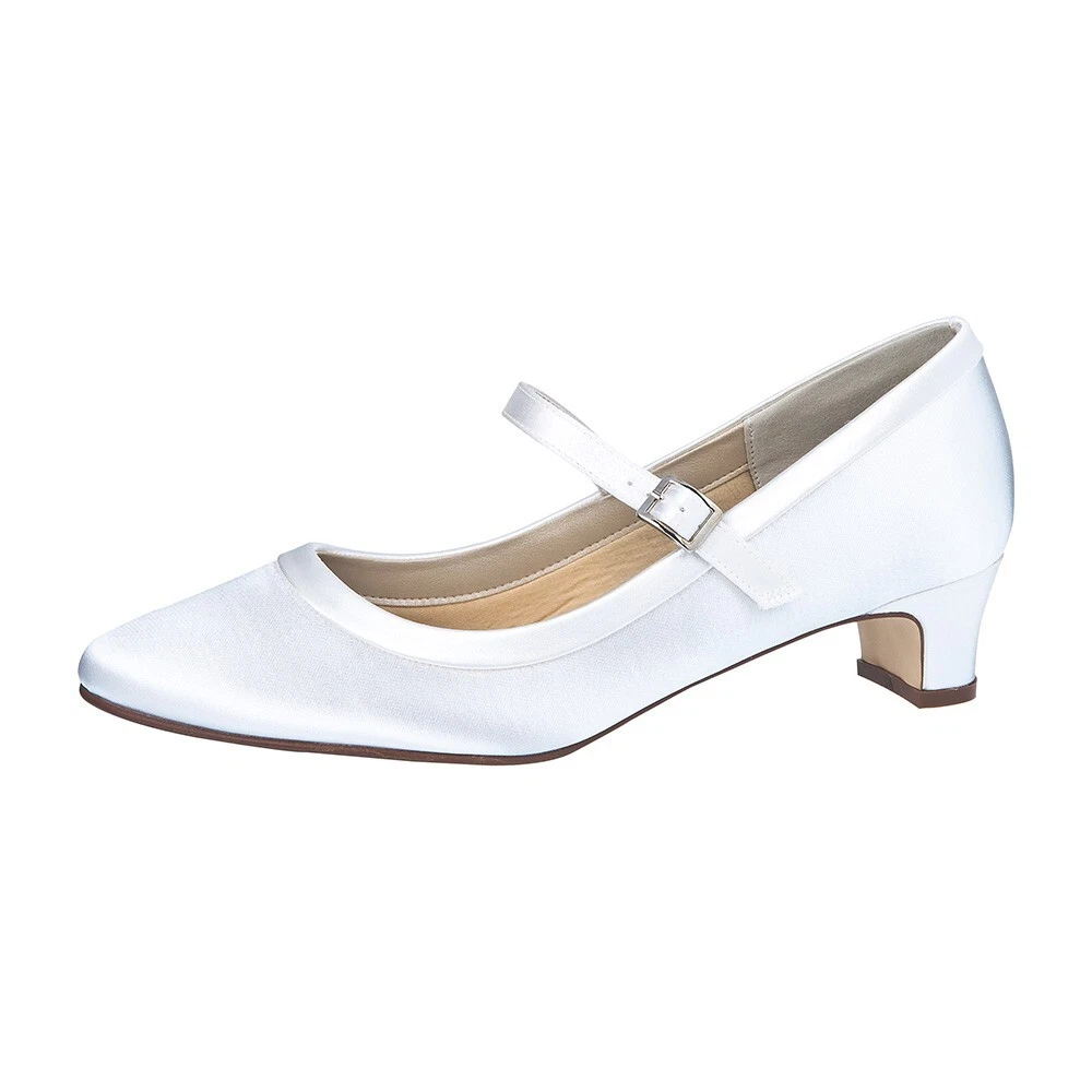 Rainbow Club Damen Brautschuh Jara – Elfenbein Satin Pumps, 6,5 Cm Absatz