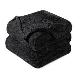 King Size Flannel Fleece Blanket, Super Soft Velvet King ( 90x104 IN ) Black - Picture 1 of 8