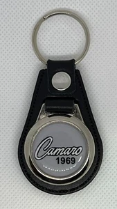 High Quality 100% leather RETRO KEYCHAIN CAMARO 1969 GREY - Picture 1 of 3