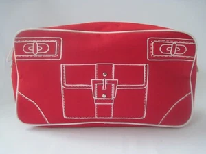 Clinique Red and White Canvas Make Up Cosmetic Travel Bag Vintage New - Picture 1 of 9