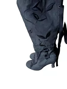 Langschaft Jeans Stiefel anthrazit schwarz Schnürung 90er vintage punk 41 - Bild 1 von 14