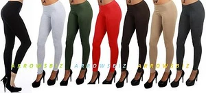 Cintura alta coloreada algodón básico leggings pantalones talla UK 6 -20 - Imagen 1 de 10