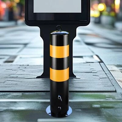 Metal Parking Barrier Bollard Post Driveway Security Post 50x11.4cm - Image 1 of 4
