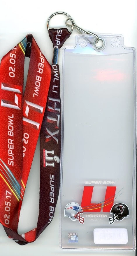 Super Bowl LI Dueling Ticket Holder & Lanyard 51 NFL Patriots vs Falcons - Image 1 of 1