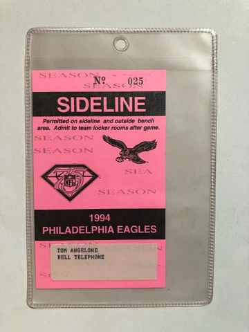 PHILADELPHIA EAGLES VINTAGE 1994 VETERANS STADIUM SIDELINE CREDENTIAL PASS Cover