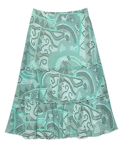 Alfred Dunner, Aqua ausgestellter geometrischer Druck vollständig gefütterter Rock, Größe 14 - Bild 1 von 4