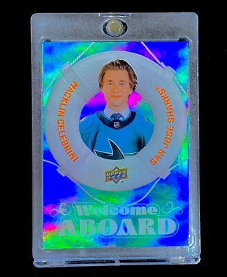 MACKLIN CELEBRINI ROOKIE BLUE REFRACTOR HOLO Silver SP Insert Upper Deck SHARKS Foto 1 de 4